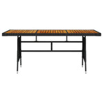 Garden Table Black 160x70x72 cm Poly Rattan & Solid Acacia Wood 318694