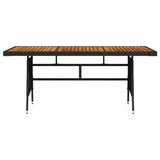 Garden Table Black 160x70x72 cm Poly Rattan & Solid Acacia Wood 318694