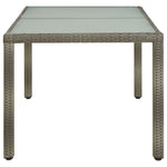 Garden Table 150x90x75 cm Tempered Glass and Poly Rattan Grey 316707