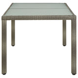 Garden Table 150x90x75 cm Tempered Glass and Poly Rattan Grey 316707