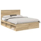 Bed Frame Sonoma Oak 150 x 200 cm Solid Pine Wood 3410994