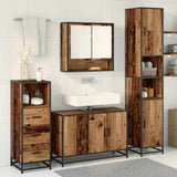 Bathroom Furniture Set with Door 3 pcs Old Wood Engineered Wood 3402348