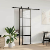 Sliding Door with Hardware Set Black 76x205 cm Tempered Glass 3375838