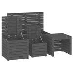 4 Piece Garden Box Set Grey Solid Wood Pine 3154668