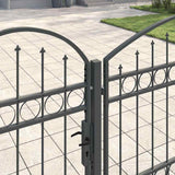 Garden Fence Gate with Arched Top Grey 500 x 75 cm Steel 42008958