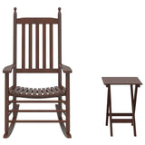 Rocking Chair with Foldable Table Brown Solid Wood Poplar 3281256