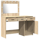 Dressing Table with Mirror Lights 2 pcs Brown Engineered wood 3334229