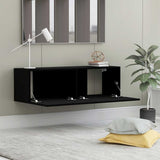 TV Cabinet Black 100x30x30 cm Engineered Wood 801482
