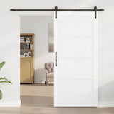 Sliding Door White and Black 93 x 202 cm Solid Pine Wood 3333207