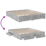 Bed Frame with Drawers without Mattress Concrete Grey 200x200 cm 3280359