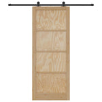 Sliding Door Manual Natural and black 93 x 232 cm 3333490