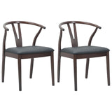 Dining Chair 2 pcs Light Brown and Black Solid Rubber Wood 42020412