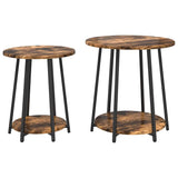 Side Table Set with Shelf 2 pcs Smoked Oak and Black 869704