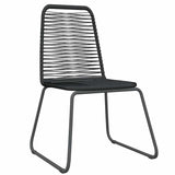 Garden Dining Set Black Powder-coated steel, glass, PE rattan 3099089