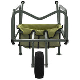 Fishing Trolley Green with Wheel Powder-coated Steel 94869