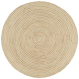 133717 Handmade Rug Jute with Spiral Design White 120 cm