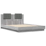 Bed Frame with LED without Mattress Grey Sonoma 150x200 cm King Size 3210008