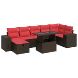 8 Piece Garden Sofa Set with Cushions Black Poly Rattan Acacia 3327954