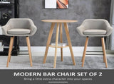 Set of 2 Bar Stools Modern Upholstered Seat Bar Chairs w/ Metal Frame, Solid Wood Legs Living Room T3398P328157