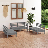 6 Piece Garden Lounge Set Grey Solid Pinewood 3082554