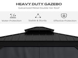 3.65 x 3m Aluminium Hardtop Gazebo, with Accessories - Dark Grey T3398P318785