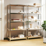 5-Layer Heavy-duty Shelves 2 pcs Silver Steel&Engineered Wood 3154203