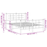 Metal Bed Frame without Mattress with Footboard White 135x190cm 355627
