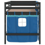 ZNTS Kids' Loft Bed with Curtains without Mattress Blue 90x200cm 3206971