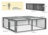 Wooden Folding Rabbit Hutch, for 2-3 Rabbits - Grey T3398P551620