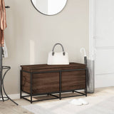 Storage Box with Lid Brown Oak 100x40x51.5 cm Engineered Wood 848808