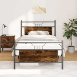 Bed Frame without Mattress Smoked Oak 100x200 cm Engineered Wood 4106756
