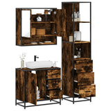 3 Piece Bathroom Furniture Set Smoked Oak Engineered Wood 3301167