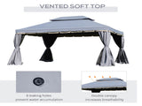 3 x 4m Aluminium Garden Gazebo, Marquee Canopy Shelter Pavilion Party Tent with Nets and Curtains T3398P315382