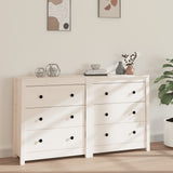 ZNTS Sideboard White 140x35x80 cm Solid Wood Pine 3114080