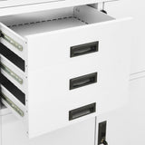 Office Cabinet White Steel Large Height-Adjustable Shelves 336413