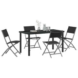 Garden Dining Set Folding 5 pcs Black Powder-Coated Steel 3379375