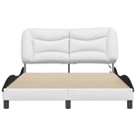 ZNTS Bed Frame with LED Lights White and Black 140x190 cm Faux Leather 3213933