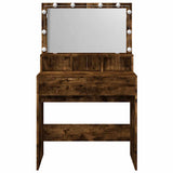 Dressing Table with LED Smoked Oak 80x41x134.5 cm 848189