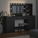 Dressing Table with Drawer 3 pcs Black Oak Engineered Wood 3334210