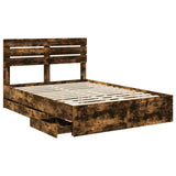 Bed Frame with Drawer Smoked Oak 140 x 190 cm Engineer Wood 3411507