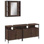 ZNTS 3 Piece Bathroom Cabinet Set Brown Oak Engineered Wood 3214729