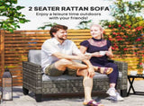 Two-Seater Rattan Outdoor Sofa - Dark Grey T3398P314763