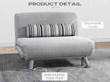 Single Sofa Bed, 1 Person Sleeper Foldable Lounge with Pillow, Grey T3398P328104
