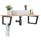 Basin Shelf Wall Mounted Steel and Solid Wood Oak 3302651