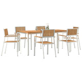 Outdoor Dining Set 7 pcs Solid Teak Wood and Stainless Steel 3334802