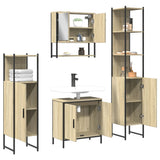 4 Piece Bathroom Furniture Set Smoked Oak Engineered Wood 3214712