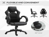 Office Chair Faux Leather Swivel Computer Desk Chair for Home Office with Wheels Armrests Black T3398P328248