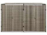 Double Wheelie Bin Shed Grey 140x80x117 cm Poly Rattan 319865