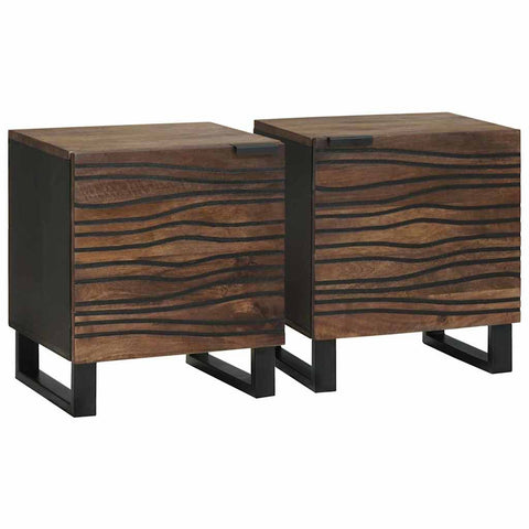 Bedside Cabinet 2 pcs Walnut 40 x 33 x 46 cm Solid mango wood 4018005