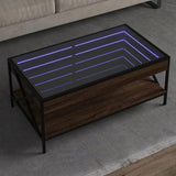 Coffee Table with Infinity LED Brown Oak 90x50x38 cm 847711